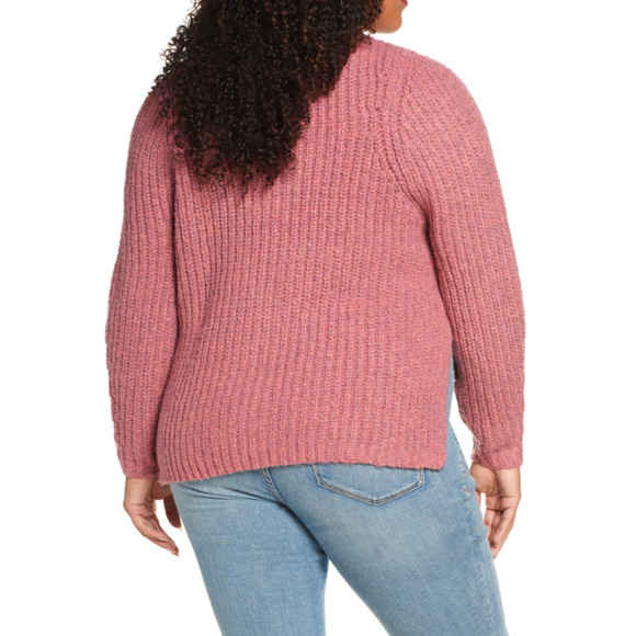 Leith Womens Mock Neck Sweater Cozy Pullover Long Sleeve Red Raspberry 1X - Picture 2 of 9